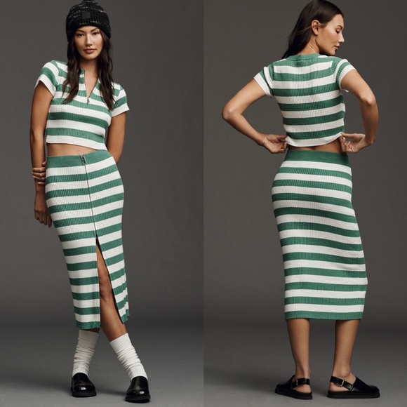 Anthropologie Dresses & Skirts - Anthropologie Daily Practice Slim Ribbed Knit Front Zip Slit Maxi Tube Skirt